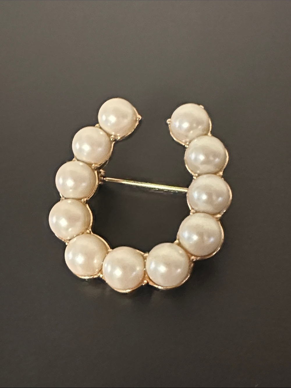Talbots Gold-Tone Circle Brooch with Cream Pearls